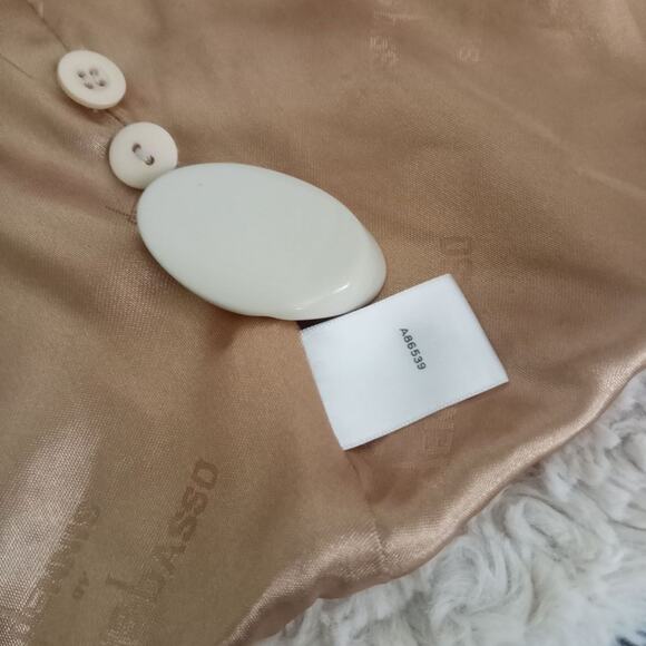 Dennis Brasso Faux Fur Coat Rosette Pattern XS Creamy Tan Gold Satin Pockets - Picture 13 of 14